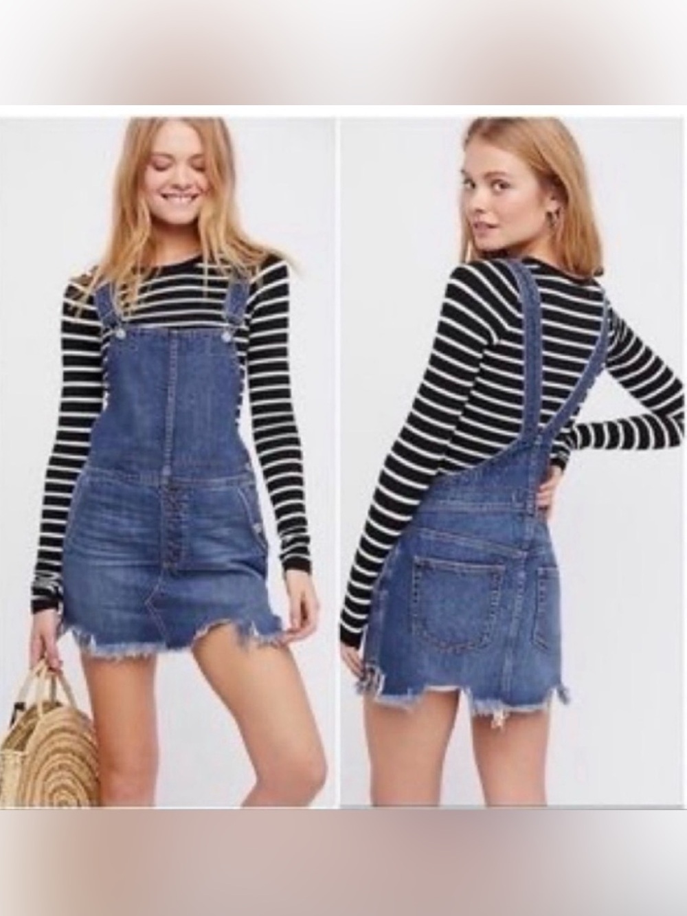 NWT Free People Torn Up Jumper
Overall Denim Skirt . Size 6